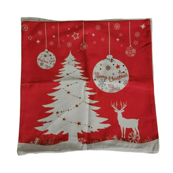 Set Of 4 Home Decoration Red White Holiday Christmas Pillowcases, 22.25" W X 22" - Picture 2 of 13